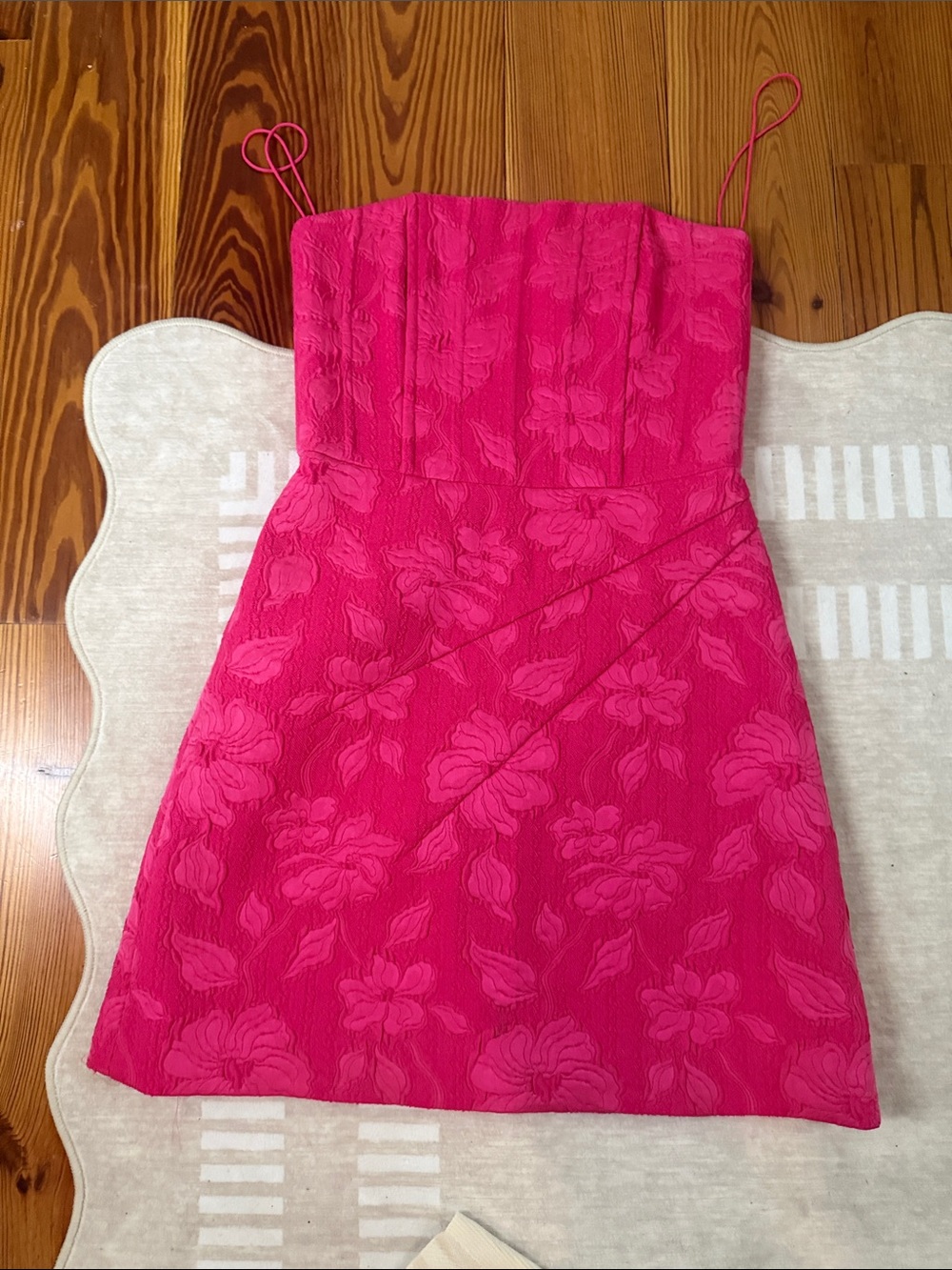 Alice + Olivia Hot Pink Floral Jacquard Mini Dress